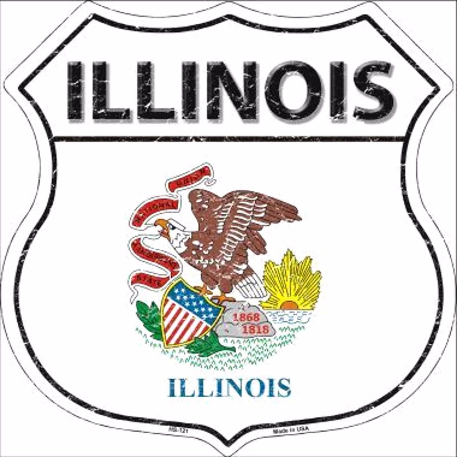 Illinois State Flag Distressed 11" x 11" Novelty Highway Shield Metal Sign - $9.95