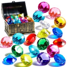 Diving Gem Pool Toy, 16 Big Colorful Diamond With Pirate Treasure Chest,... - £21.88 GBP