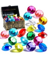 Diving Gem Pool Toy, 16 Big Colorful Diamond With Pirate Treasure Chest,... - £21.88 GBP