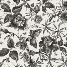 The Jiffdiff Floral Wallpaper Peel And Stick, Vintage Wallpaper Wall Stick Black - £28.67 GBP