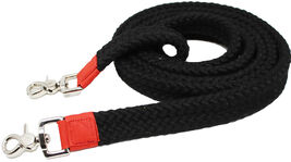 Pro Cotton Horse Roping Western Barrel Reins Braided Black Red Snap 607112 - $15.83