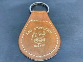 Vintage Brown Leather Keyring ZOO DE ST-FÉLICIEN Keychain Ancien Porte-Clés Cuir - £6.65 GBP