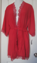 INC Sheer Red Robe with Lace Trim &amp; Pockets Size X-Large - £17.74 GBP