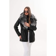 Vinci The Alessia Black Leather & Fox Fur Women Jacket image 14