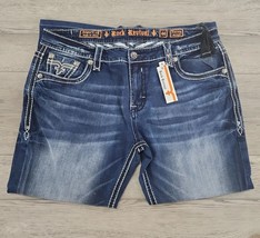 Mens Rock Revival Kartaly Straight Distressed Embellished Denim Jeans - Size 44 - £123.73 GBP