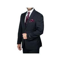 Mens DKNY 100% Wool Two Button Notch Lapel Formal Business Slim fit 1504 Black image 3