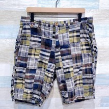 J Crew Patchwork Madras Plaid 11&quot; Field Shorts Blue Green Cotton Casual ... - $39.59