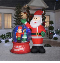 Gemmy 8 ft Inflatable Santa &amp; Snow Globe Toy Soldier Scene Animated Local Pickup - £189.41 GBP