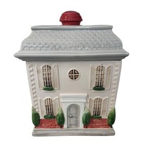 1986 Fitz Floyd Victorian Cookie Jar 2 Story Pink Gray Estate Home - £33.69 GBP