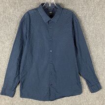 George Button Up Shirt Men&#39;s XL Slim Fit Navy Blue Long Sleeve Cotton Blend - $219.15 MXN