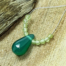 Green Onyx Smooth Drop Peridot Beads Briolette Natural Loose Gemstone Jewelry - £2.71 GBP
