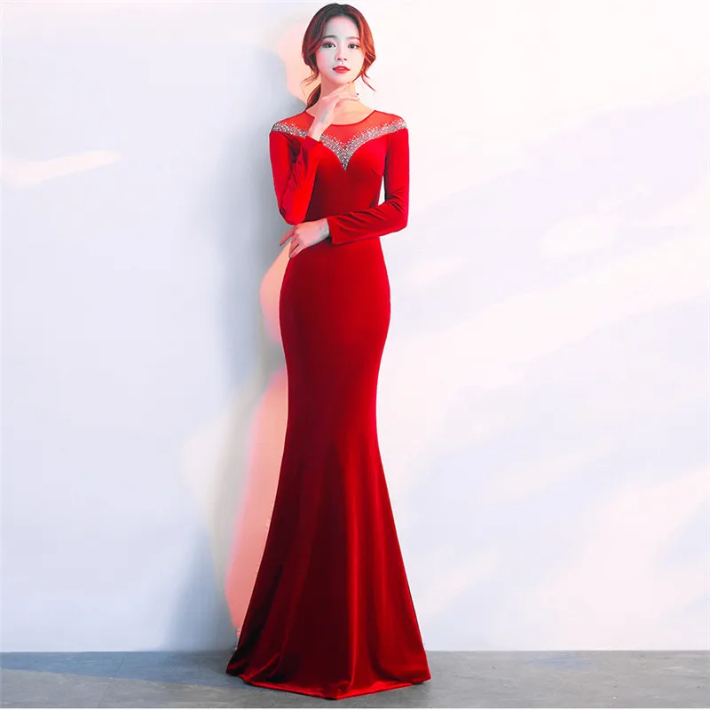 Dress Velvet  2023 Vestido Longo  Hot Sale Full  Party Autumn Long Sleeve Compan - £98.26 GBP