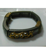 Vintage Chicos Brassy Looking Panel Stretch Bracelet - £18.03 GBP
