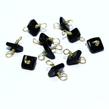 Natural Black Onyx Smooth Square Gold Plated Vermeil Beads Loose Gemstone Jewlry - £5.07 GBP