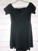 Black Dress Size L/XL Short Sleeve Knee Length Fit Flare Solid Pull Over - $7.99