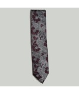 Christian Dior Men Dress Silk Tie Paisley Silver and Red 3.5&quot; wide 58&quot; long - £24.56 GBP