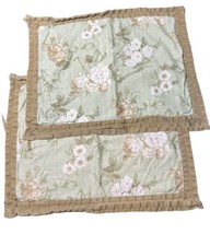Waverly Home  2 Pillow Shams Garden Peonies Floral Standard Ivory Green Brown - $24.95