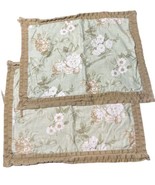 Waverly Home  2 Pillow Shams Garden Peonies Floral Standard Ivory Green ... - £19.91 GBP