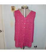 Torrid Plus Size 1X 1 Magenta Pink Star Blouse Crepe Button Down Tank Top Shirt - $17.71