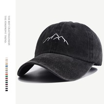 New Simple Moutain Embroideried Denim Baseball Cap for Men Women Outdoor Fishing - £111.65 GBP
