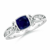 ANGARA Vintage Style Cushion Sapphire Solitaire Ring for Women in 14K Solid Gold - £730.17 GBP