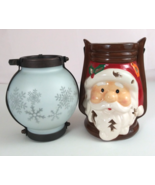 Set Of 2 Christmas Tealight Candle Lanterns Santa Claus &amp; Frosted Snowflake - €24,97 EUR