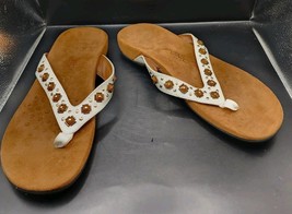 VIONIC Floriana Thong Sandals Flip Flop Women&#39;s US 10 White Leather Orth... - $30.00