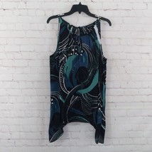 Ashley Stewart Top Womens 14/16 Black Blue Geometric Sleeveless Shark Bi... - $19.99