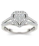 Authenticity Guarantee 
10K White Gold 1/2ct TDW Diamond Heart Ring - $659.99