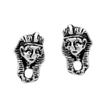 Unique Egyptian Pharaoh Head or Bust Sterling Silver Stud Earrings - £6.53 GBP