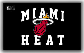 Miami Heat Basketball-NBA Team Memorable Flag 90x150cm 3x5ft Black Fan Banner - £11.92 GBP