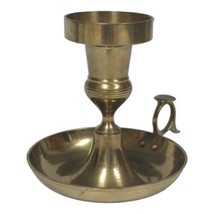 Antique Brass Chamberstick Candlestick Candle Holder w/ Finger Loop Thum... - £10.65 GBP