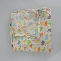 Carters White Muslin Baby Blanket Swaddle Wrap Zoo Jungle Animal Orange Green - £27.23 GBP