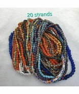 Lotto20 Fili Vintage AFRICANO Strisce Multicolore PERLINE VETRO 7-9MM Co... - $202.25