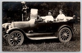 RPPC Early Automobile Man Showing His Automobile Woman in Back Seat Postcard F29 - £23.85 GBP