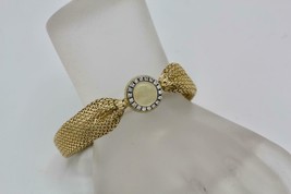 Vintage 18K Yellow Gold Omega Mesh Bracelet Custom Diamond Face 29.5 Grams - £2,205.39 GBP