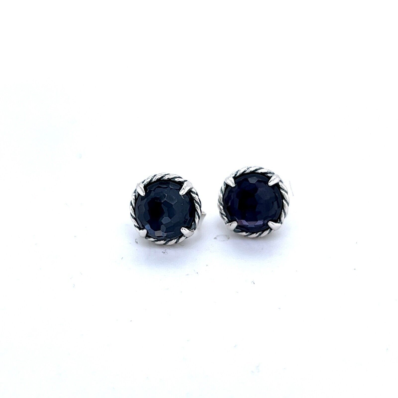 Primary image for David Yurman Estate Black Orchid Petite Chantelaine Stud Earrings Silver DY160