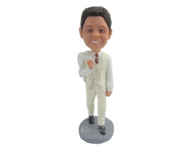 Custom Bobblehead Stylish Groom Wearing Formal Attire With His Jacket Ov... - £71.14 GBP