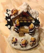 Jingle Bells 5 x5  Ceramic Bears See Sawing Figurine Music Box Winter - ... - $20.76