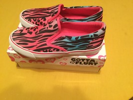 Gotta Flurt shoes Size 3 pink blue and black zebra animal print New Girls - $31.59