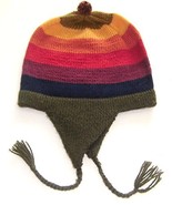 Alpakaandmore Unisex Child Rainbow Andean Alpaca Wool Chullo Hat Ear Fli... - $22.77