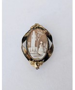 Antique Cameo Hand Carved Shell Brooch Rebecca by a Castle Missing Back ... - $1,093.65 MXN