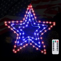 Memorial Day 4Th of July Patriotic Decoration Red White Blue 3D Star LED Light - £12.53 GBP