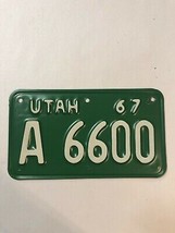 1967 67 Utah Motorcycle License Plate # A 6600 - £237.97 GBP