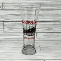 Christmas Budweiser Clydesdale Horses Fluted Beer Glass Vintage 1989 - $12.84