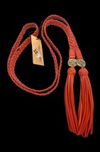 Rare Patricia Nash Cara Orange Braided Genuine Leather Necklace New With Tags - £31.85 GBP