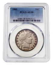 1901 50C Barber Half Dollar Graded by PCGS as AU58 - $692.99