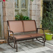 Swing Glider Chair Loveseat Rocker 48&quot; Lounge Patio Bench Outdoor Backyard Brown - £145.28 GBP