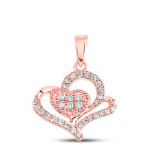 10kt Rose Gold Womens Round Diamond Heart Pendant 1/4 Cttw - £270.01 GBP