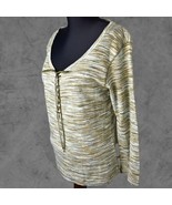 Nautica Olive Green Lt Blue White Striped Lace-Up Scoop Neck Shirt-Women... - $26.66 CAD